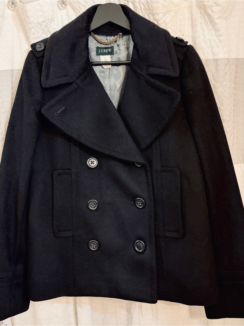 J. Crew Black Wool Peacoat